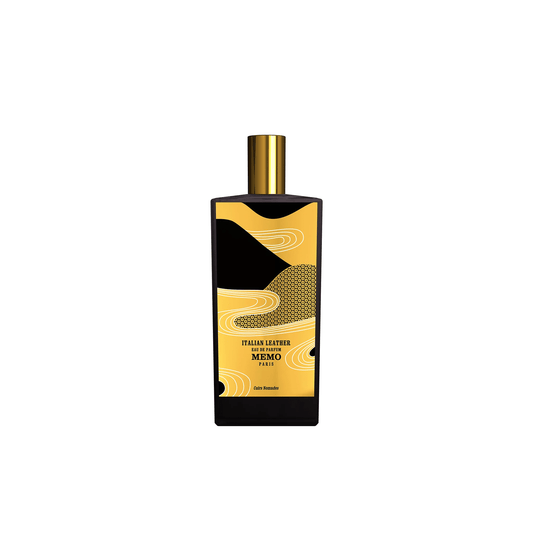 A sleek black and gold perfume bottle with a shiny cap.