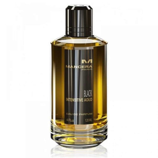 A sleek amber and black fragrance bottle with a modern design.